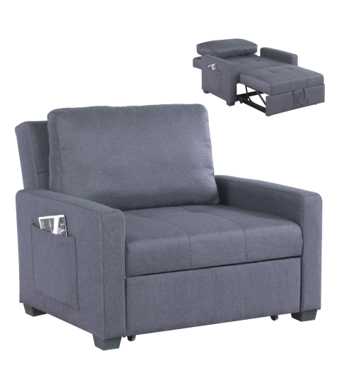 Πολυθρόνα / Κρεβάτι Ύφασμα Γκρι